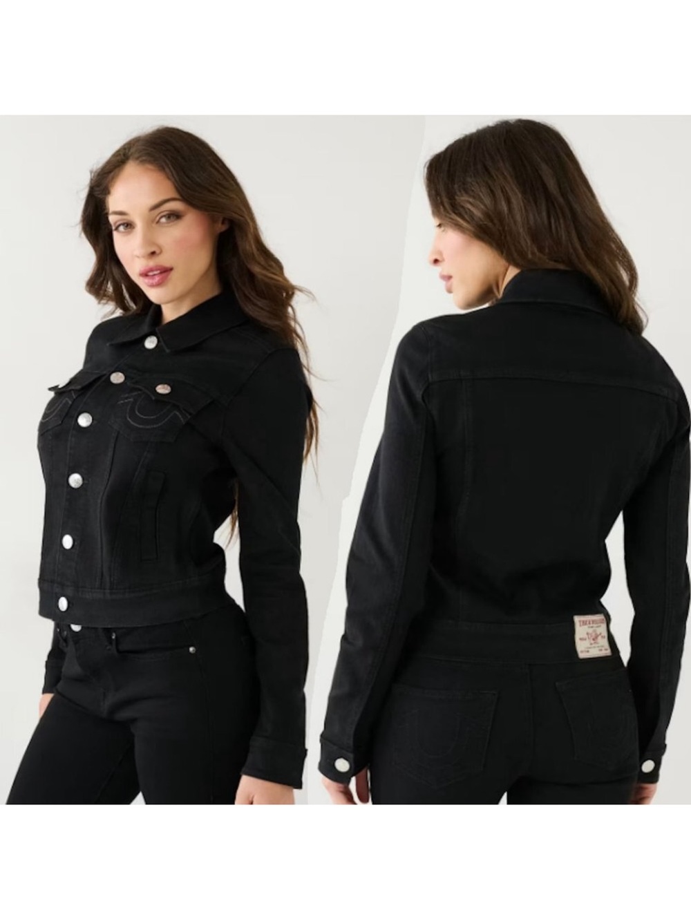 *NWT* True Religion Women’s Denim Trucker Jacket in Black Rinse